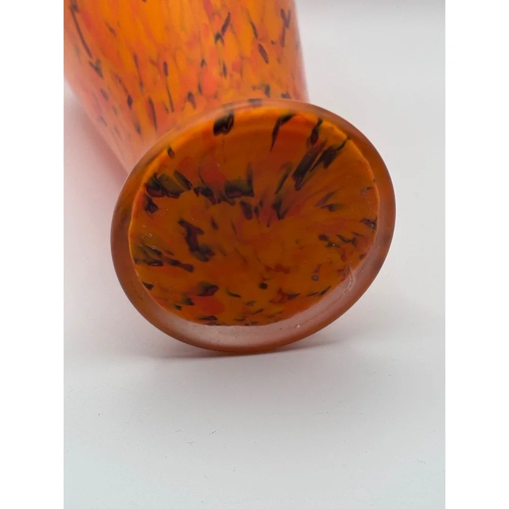 Art Deco Sterling Silver-Mounted Orange Art Glass Bud Vase 7.5
